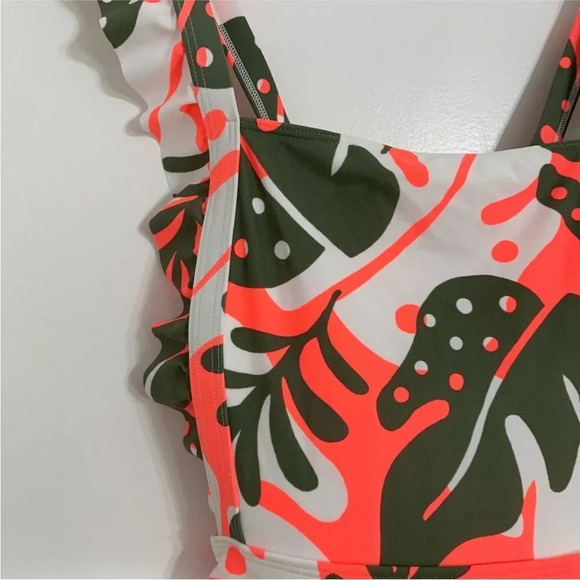 Aerie Tropical Print One Piece Swimsuit - Pink and Green - Picture 5 of 6